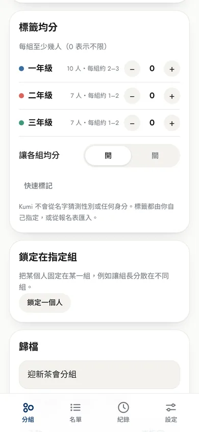 標籤均分的設定