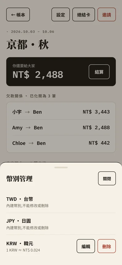 幣別管理
